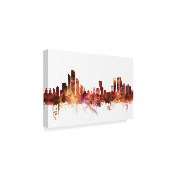 Michael Tompsett 'Abu Dhabi Skyline Red' Canvas Art,30x47